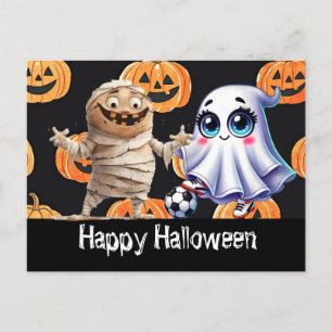 Soccer Happy Halloween with balls Postcard