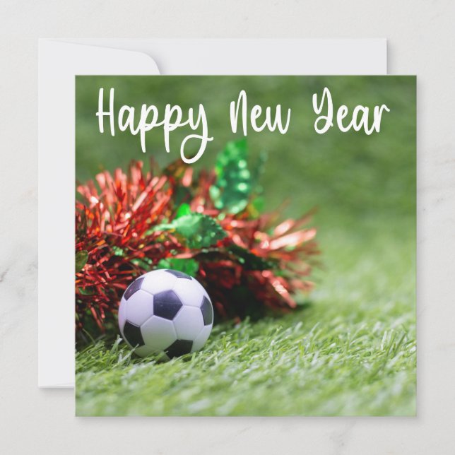 Soccer Happy Holidays with ball for New year  Holiday Card (Front)