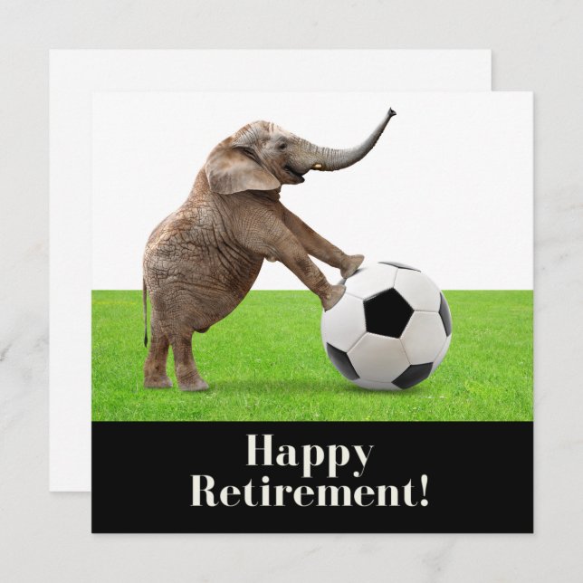 Soccer happy retirement with elephant card (Front/Back)
