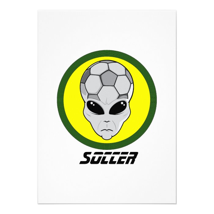 Soccer head Alien Personalized Invitations