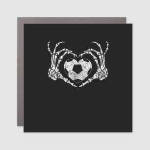 Soccer Heart Skeleton Hand Halloween Minimal Car Magnet