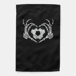 Soccer Heart Skeleton Hand Halloween Minimal Garden Flag