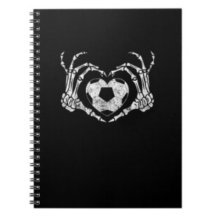 Soccer Heart Skeleton Hand Halloween Minimal Notebook