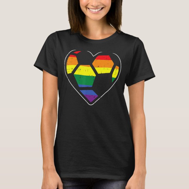 Soccer Heart Sport Lgbtq Rainbow Gay Pride Ally Me T-Shirt (Front)