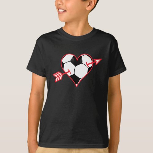 Soccer Heart Valentines Day For Boys Girls Kids T_Shirt