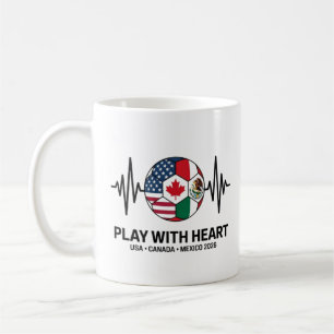 Soccer Heartbeat USA Canada Mexico 2026 Coffee Mug