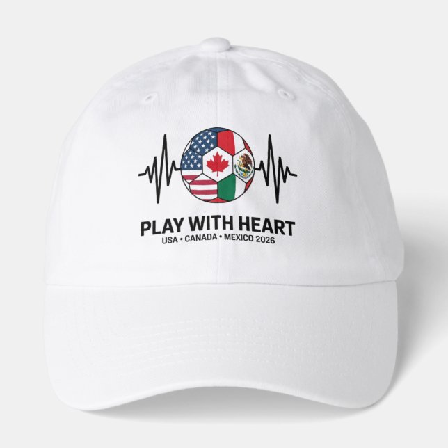 Soccer Heartbeat USA Canada Mexico 2026 Hat (Front)