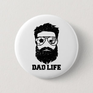 Soccer Hockey Dad Messy Hair Beard Soccer Hockey D Button