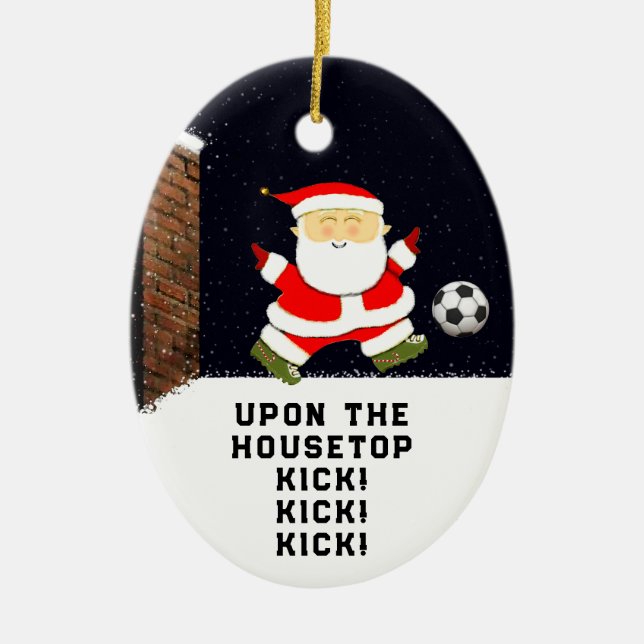 Soccer Holiday Gift Ceramic Ornament (Front)