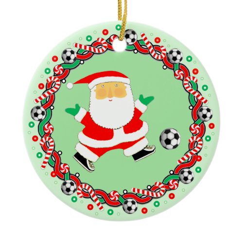 Soccer Holiday Gift Ceramic Ornament
