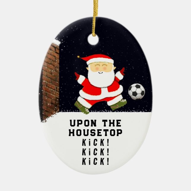 Soccer Holiday Gift Ceramic Ornament (Front)