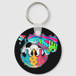 Soccer Ice Cream Drip For Boys Girls Kids Soccer D Keychain