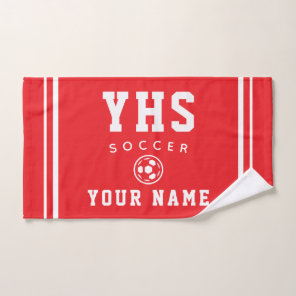 Soccer Icon, Custom Name & School, Team Gift Hand Towel