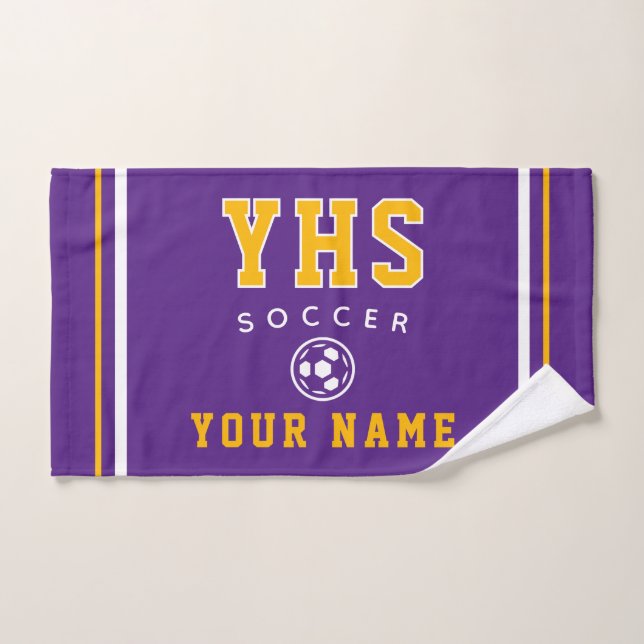 Soccer Icon, Custom Name & School, Team Gift Hand Towel (Hand Towel)