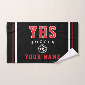 Soccer Icon, Custom Name & School, Team Gift Hand Towel