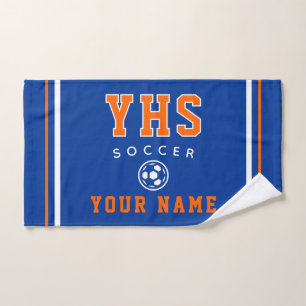 Soccer Icon, Custom Name & School, Team Gift Hand Towel