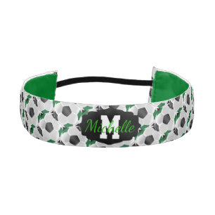 Soccer ⚽ in Black, Green and White Athletic Headband