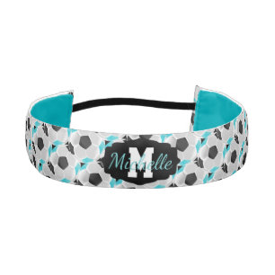Soccer ⚽ in Black, Teal and White Athletic Headband