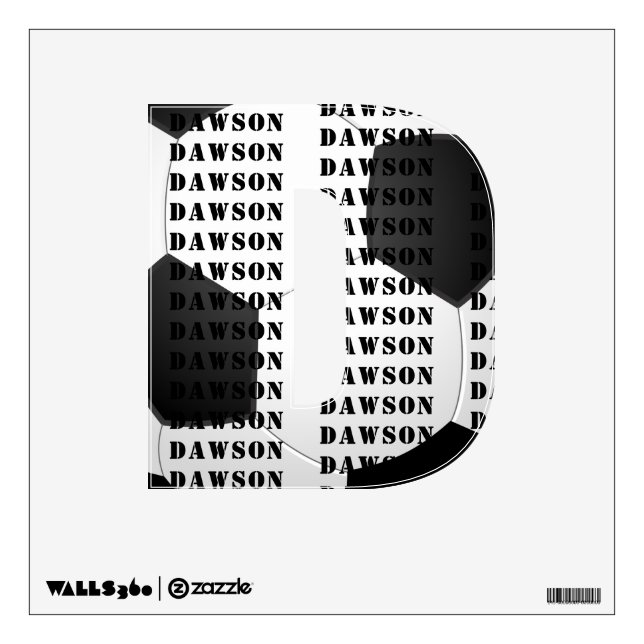 Soccer Initial Monogram Soccer Ball Wall Decal (Front)