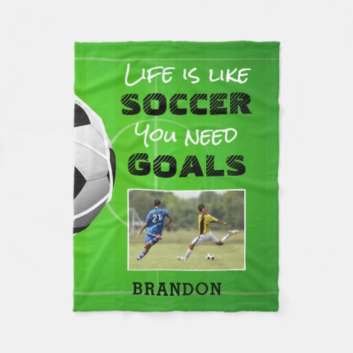 Soccer Inspirational Quote Photo Personalized Fleece Blanket