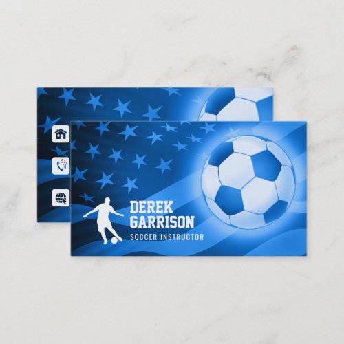 Soccer Instructor  Coach Blue Business Card