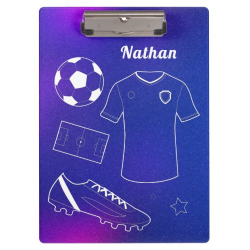 Soccer Inventory  Custom Name Blue Gradient Sport Clipboard