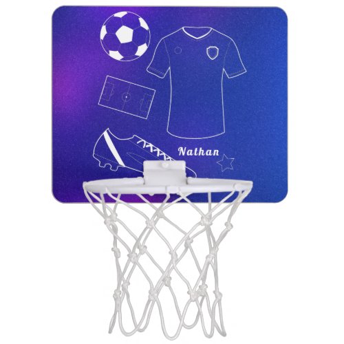 Soccer Inventory  Custom Name Blue Gradient Sport Mini Basketball Hoop
