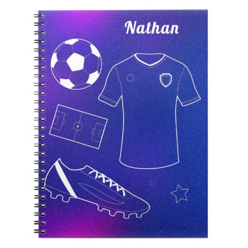 Soccer Inventory  Custom Name Blue Gradient Sport Notebook
