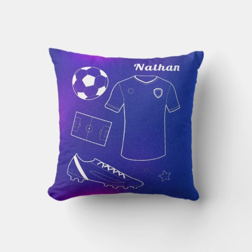 Soccer Inventory  Custom Name Blue Gradient Sport Throw Pillow