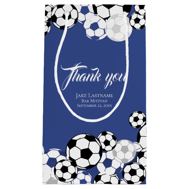 Soccer Invitational Blue with Text Small Gift Bag (Front)