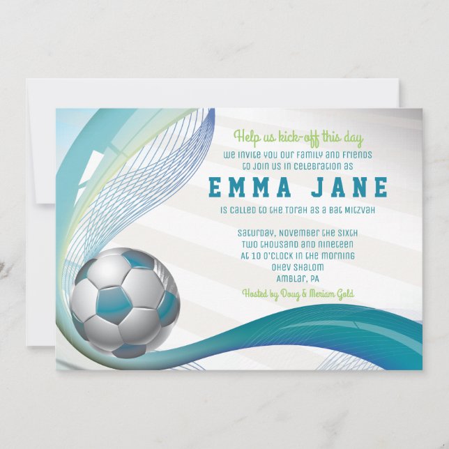 Soccer invite in TEAL (Front)