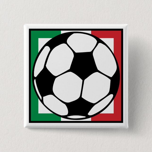 soccer. italia square. pinback button (Front)