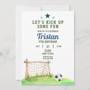 Soccer It's Game Time Any Age Birthday Invitation