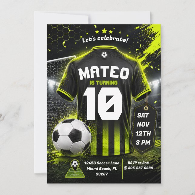 Soccer Jersey Birthday Invitation Template (Front)