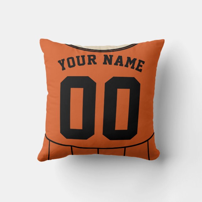 Soccer Jersey Football Shirt Orange Template Throw Pillow (Back)