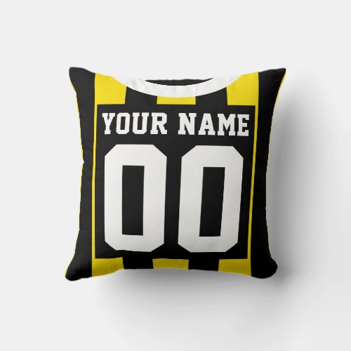 Soccer Jersey Name  Number Black  Yellow  Throw Pillow