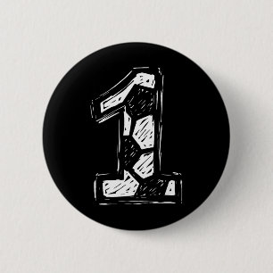 Soccer Jersey Number 1 Sketched Soccer Ll Style Sp Button