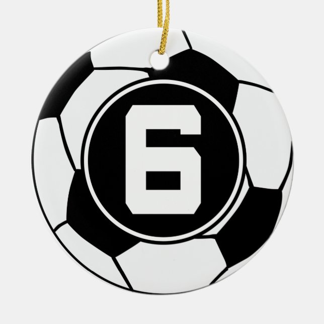 Soccer Jersey Number 6 Gift Idea Ceramic Ornament (Front)