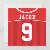 Soccer Jersey Themed Party Invites, Football, Red Invitation (Back)