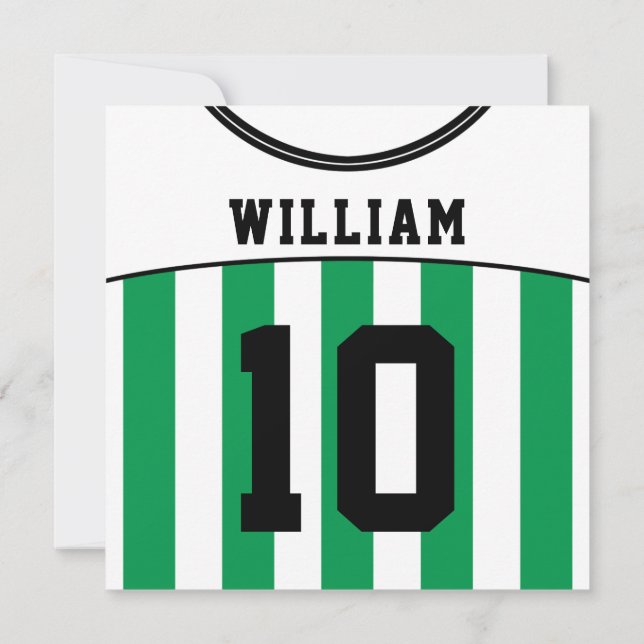 Soccer Jersey Themed Party Invites Template, Green (Back)