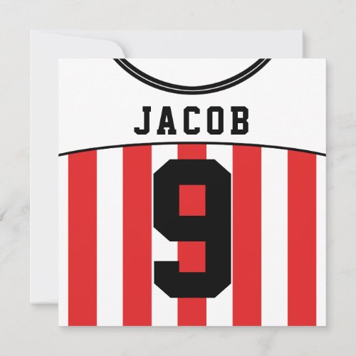 Soccer Jersey Themed Party Invites Template Red