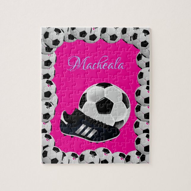 Soccer Jigsaw Puzzle Hot Pink  (Vertical)