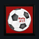 Soccer Keepsake Box<br><div class="desc">Customize this soccer keepsake or gift box for coach or player. Use background and text colors to create team colors. Personalize with a name, player number, team name, or school name.</div>