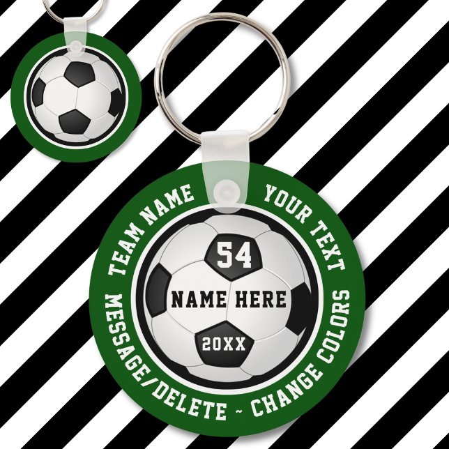 Soccer Keychains Personalized for Boys and Girls (Cheap, Personalized Soccer Party Favors. Green, White and Black, Soccer Team Gift Ideas for Players.)