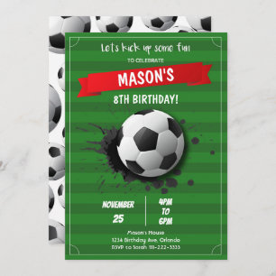 Soccer Kick Up Some Fun Birthday Invitation