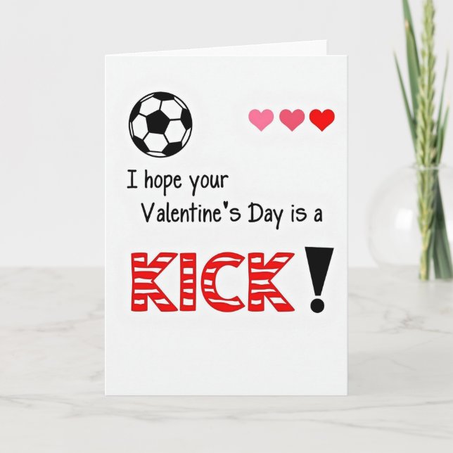 Soccer Kick Valentines Day Card (Front)