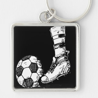 SOCCER KICKER BLACK AND WHITE KEYCHAIN