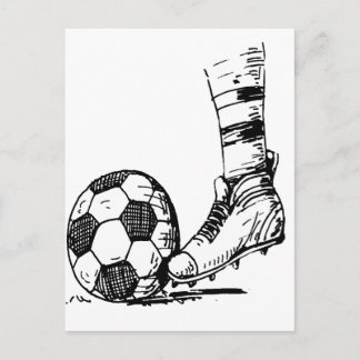 SOCCER KICKER BLACK AND WHITE POSTCARD