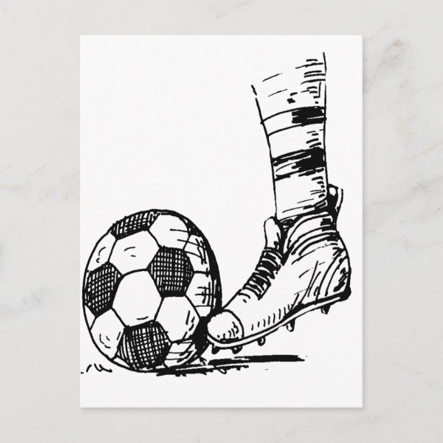SOCCER KICKER BLACK AND WHITE POSTCARD (Front)