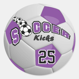 Soccer Kicks Purple Classic Round Sticker